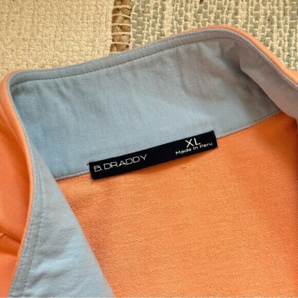 B. Draddy Russel Peach Long Sleeves Slash Pockets 1/4 Zip Pullover Men’s Size XL - Picture 6 of 8